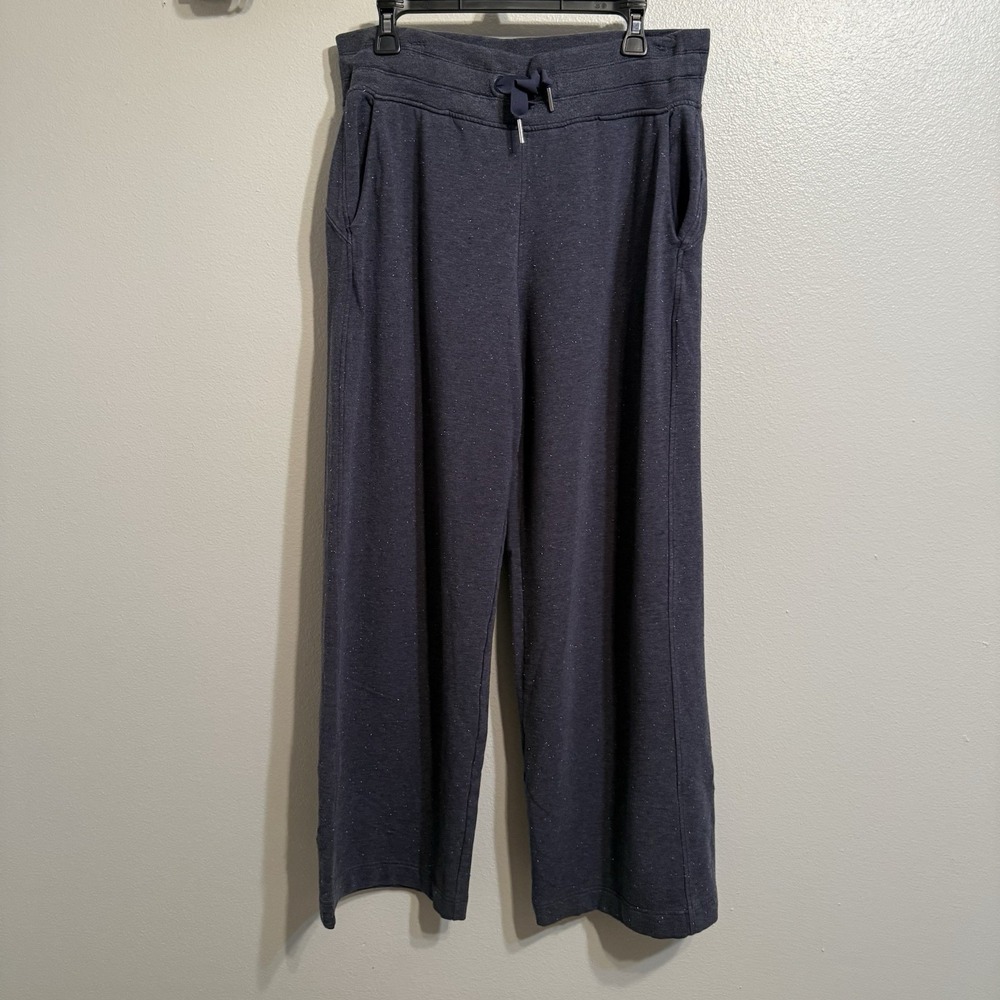 ATHLETA NAVY BLUE MULTI NEP DRAWSTRING WAISTBAND BALANCE PANT LARGE Athleisure